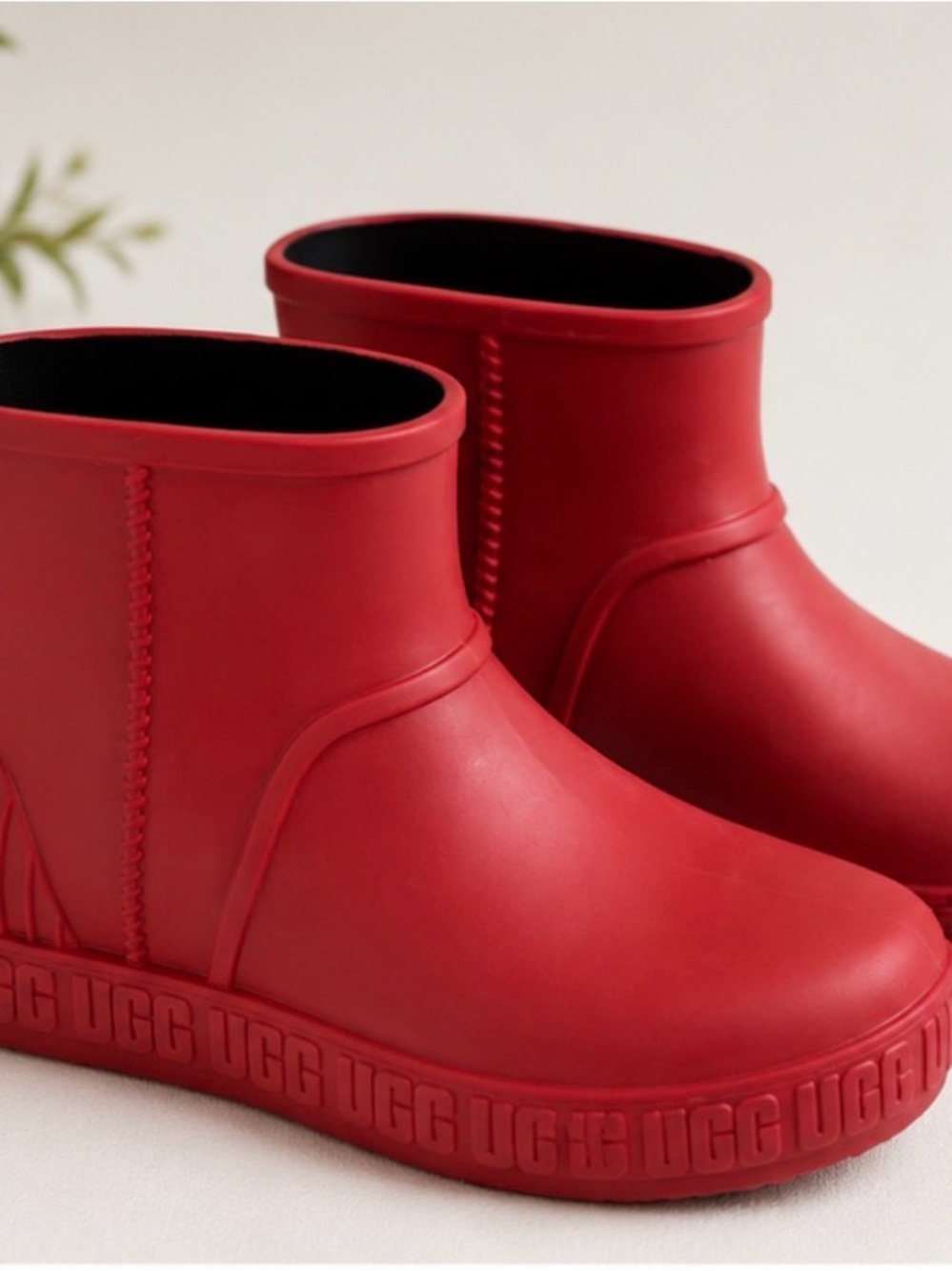 UGG Red Short Waterproof Rubber Boots